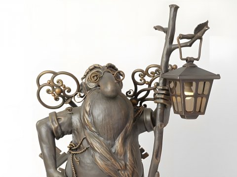 rzeźba metalowa lampa kuta